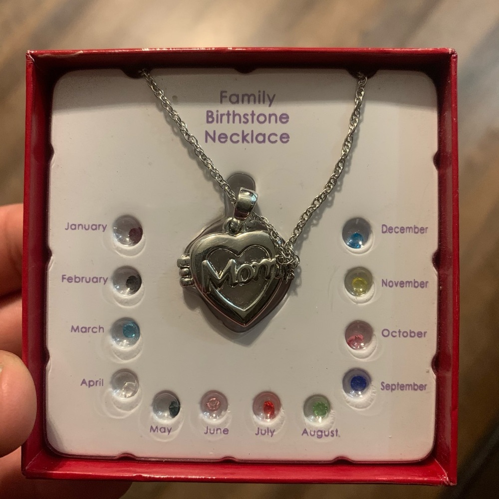 Family birth stone heart necklace